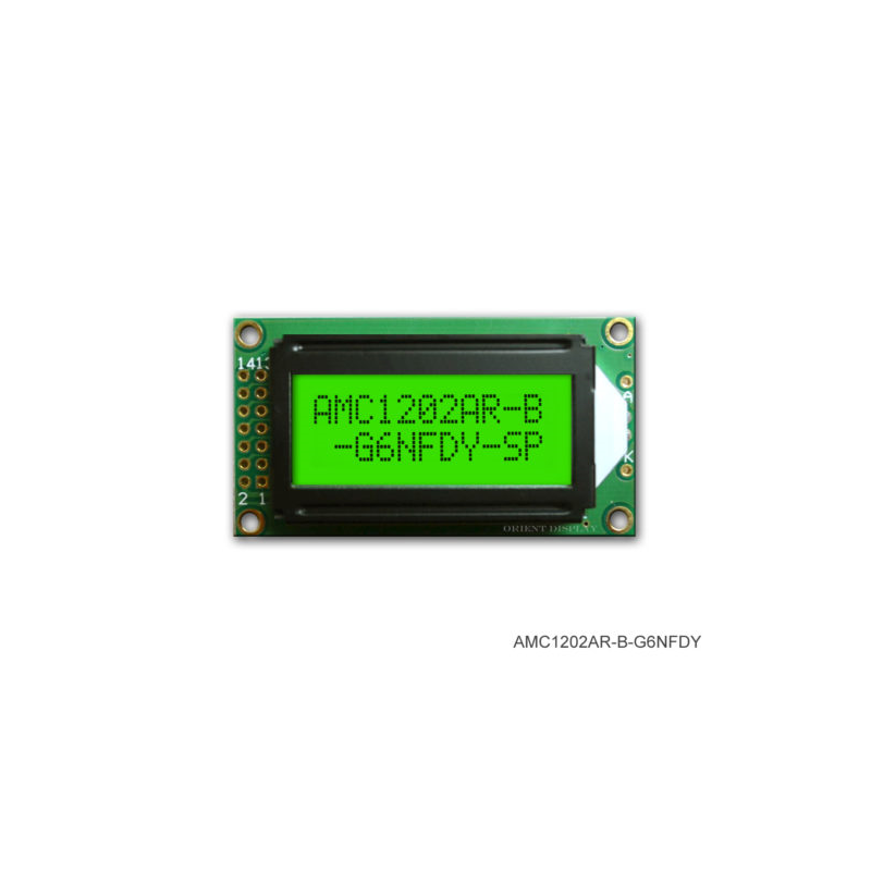 1 pcs : AMC1202AR-B-G6NFDY - LCD COB CHAR 12X2 Y/G TRANSF