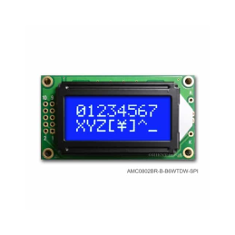 1 pcs : AMC0802BR-B-B6WTDW-SPI - LCD COB CHAR 8X2 BLUE TRANSM SPI