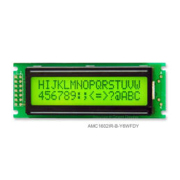 1 pcs : AMC1602IR-B-Y6WFDY - LCD COB CHAR 16X2 Y/G TRANSF