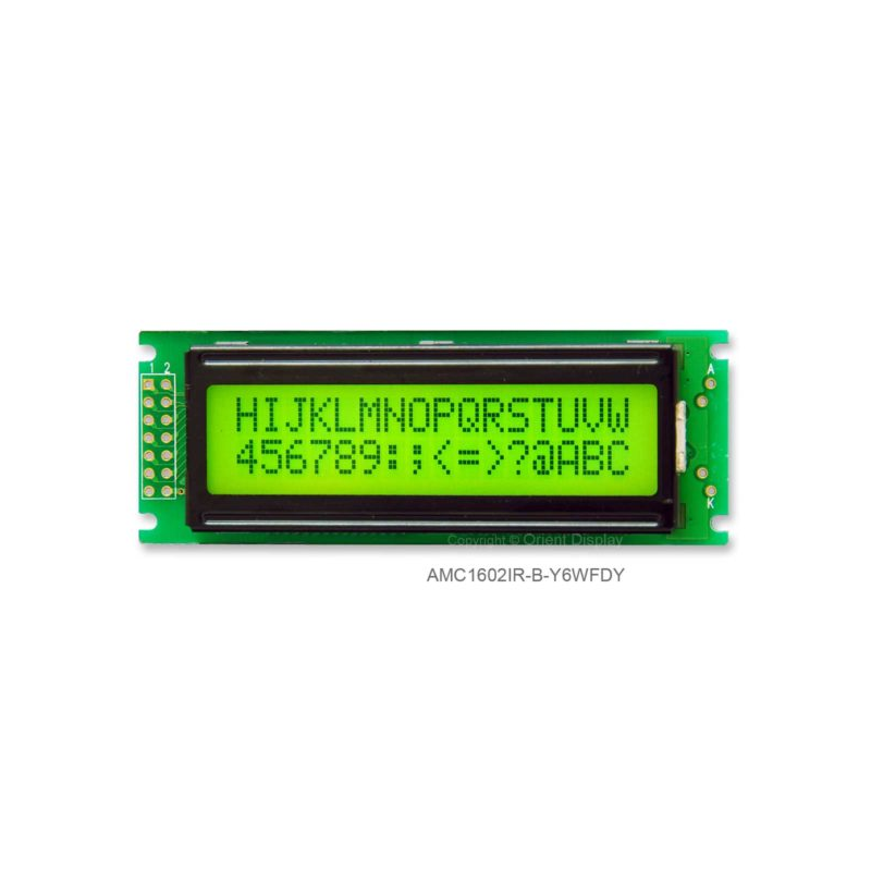 1 pcs : AMC1602IR-B-Y6WFDY - LCD COB CHAR 16X2 Y/G TRANSF