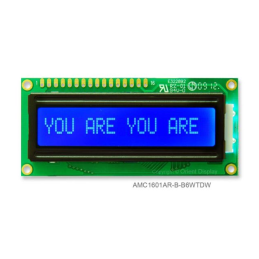 1 pcs : AMC1601AR-B-B6WTDW - LCD COB CHAR 16X1 BLUE TRANSM