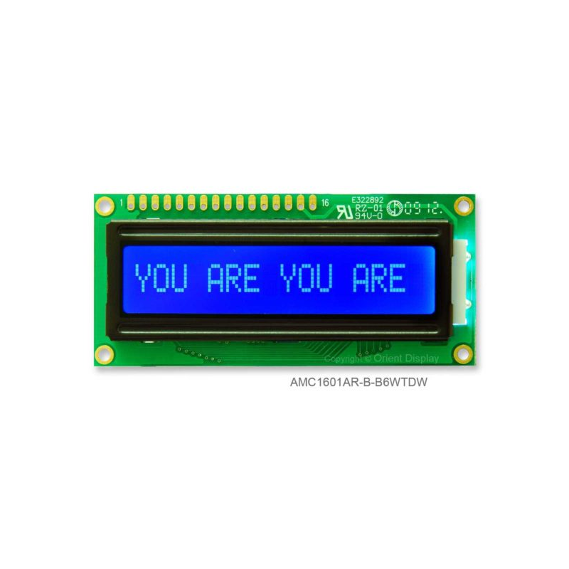 1 pcs : AMC1601AR-B-B6WTDW - LCD COB CHAR 16X1 BLUE TRANSM