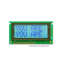 1 pcs : AMC0802CR-B-G6WFDW - LCD COB CHAR 8X2 GRAY TRANSF