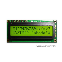 1 pcs : AMC1602AR-B-Y6WFDY-SPI - LCD COB CHAR 16X2 Y/G TRANSF SPI