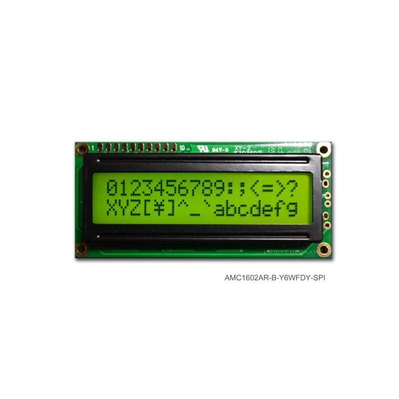 1 pcs : AMC1602AR-B-Y6WFDY-SPI - LCD COB CHAR 16X2 Y/G TRANSF SPI