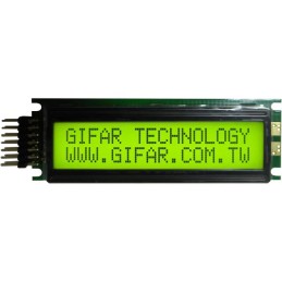 1 pcs : GFC1602AM-GPOE-JP03 - 16X2STN-GYELLOW GREEN85X30X13
