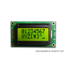 1 pcs : AMC0802BR-B-Y6WFDY-SPI - LCD COB CHAR 8X2 Y/G TRANSF SPI