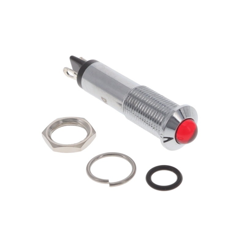 1 pcs : 6091112120F - LED PNL MT 9MM 6V CHROME RED