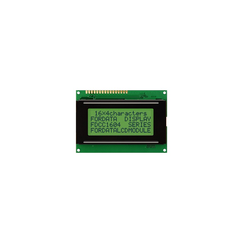 1 pcs - Fordata FC1604A01-RNNYBW-66SE FC LCD LCD Graphic Display, Green, Yellow on, 4 Rows by 16 Characters, Reflective