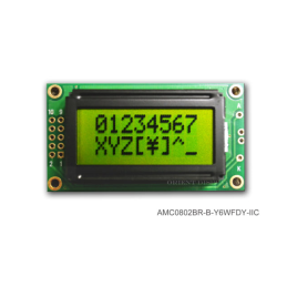 1 pcs : AMC0802BR-B-Y6WFDY-I2C - LCD COB CHAR 8X2 Y/G TRANSF I2C
