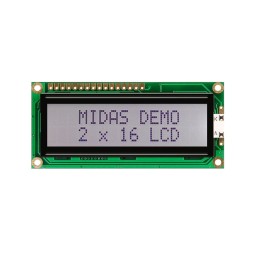 1 pcs - Midas MC21605C6W-FPTLWI-V2 Alphanumeric LCD Alphanumeric Display, 2 Rows by 16 Characters