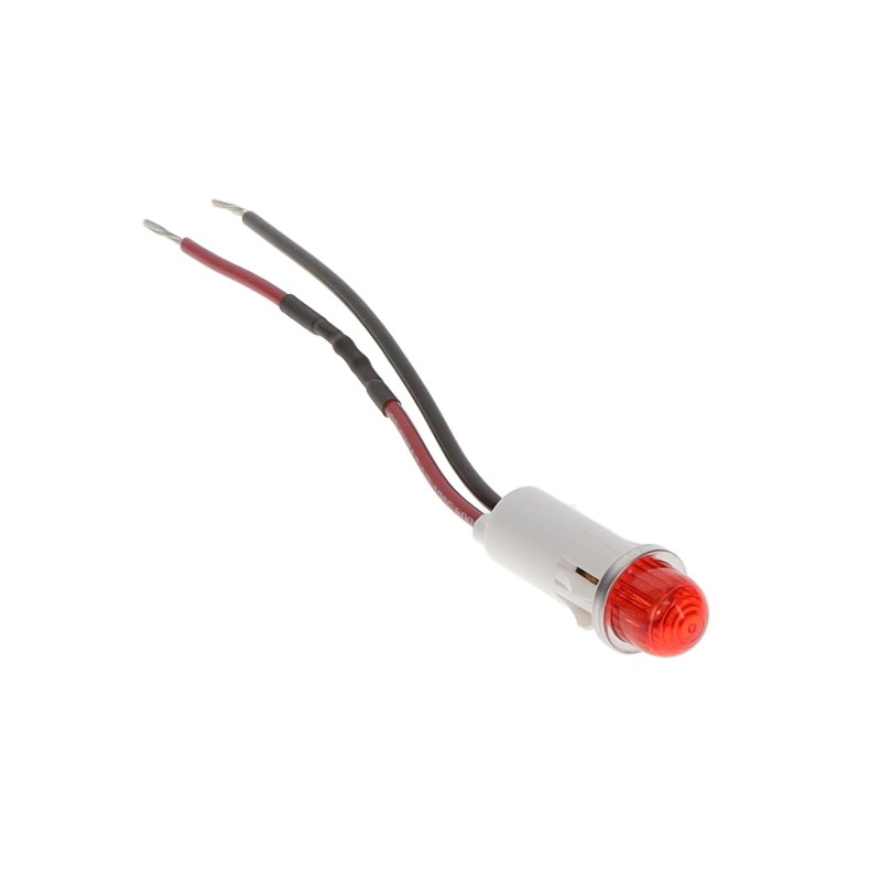 1 pcs : 1092A1-250VAC - LED PMI 5MM RED HI DOME WIRE