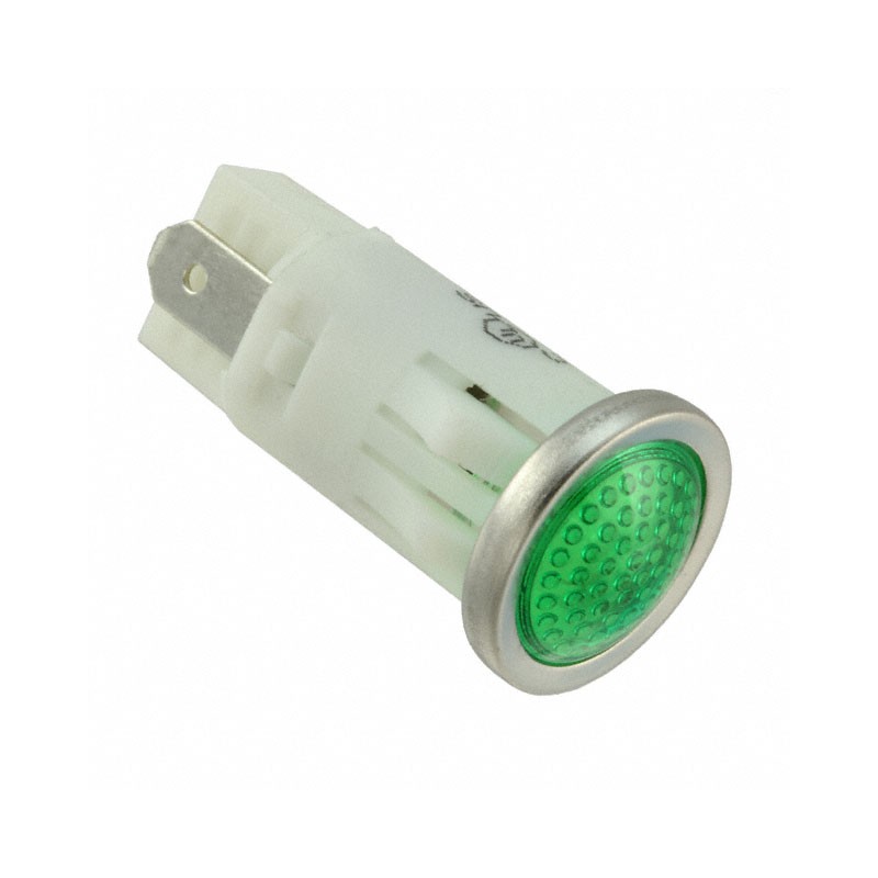 1 pcs : 1092QD5-12V - LED PMI, GREEN, SEMI-DOME, 12V 3