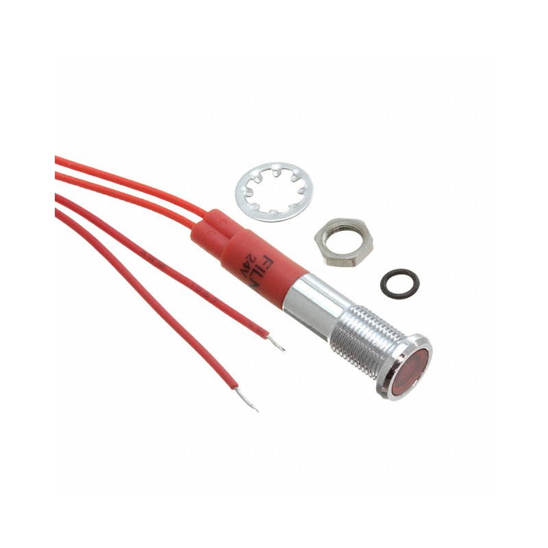 1 pcs : FL1M-6FW-1-R24V - LED RED 6MM NUT 24VAC/DC STK
