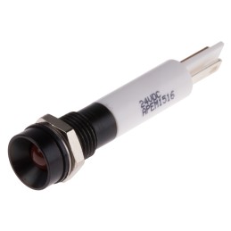 1 pcs - RS PRO Orange Panel Mount Indicator, 21.6 - 26.4V dc, 8mm Mounting Hole Size, IP67