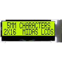 1 pcs : MCCOG21605D6W-SPTLYI - 2X16 CHARACTER CHIP-ON-GLASS LCD