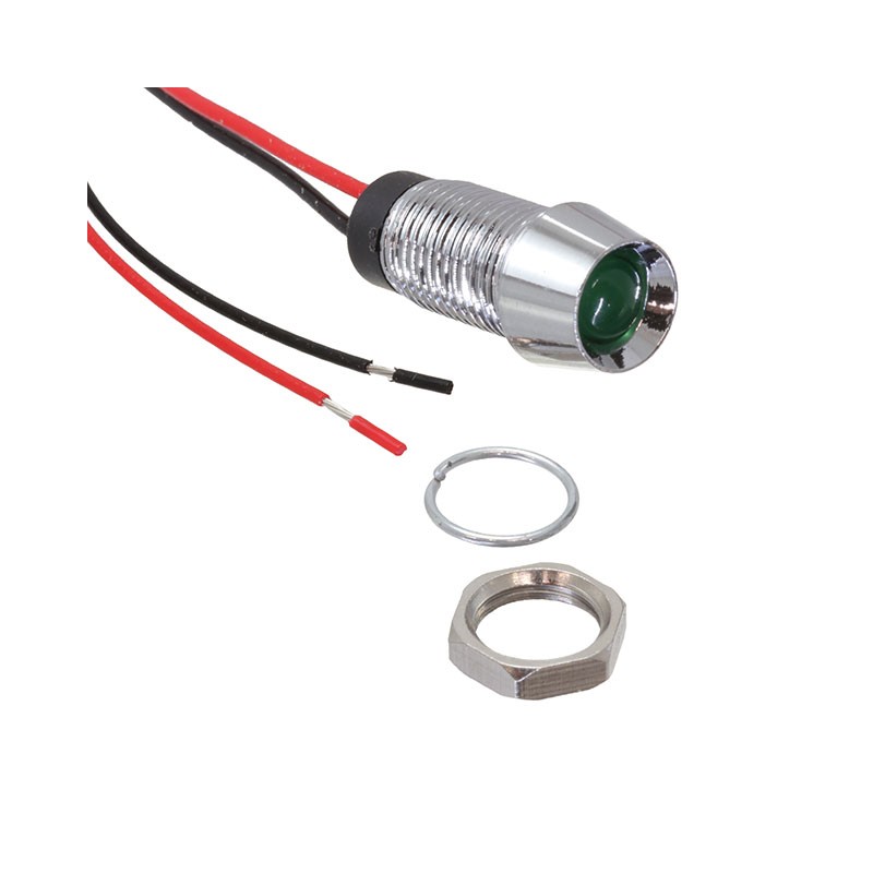 1 pcs : FL1M-8CW-4-G12V - LED GRN 8MM NUT 12VDC STK