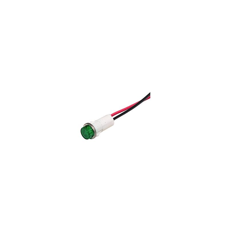 1 pcs : 1092C5-250VAC - LED PMI 5MM GREEN HI HAT WIRE