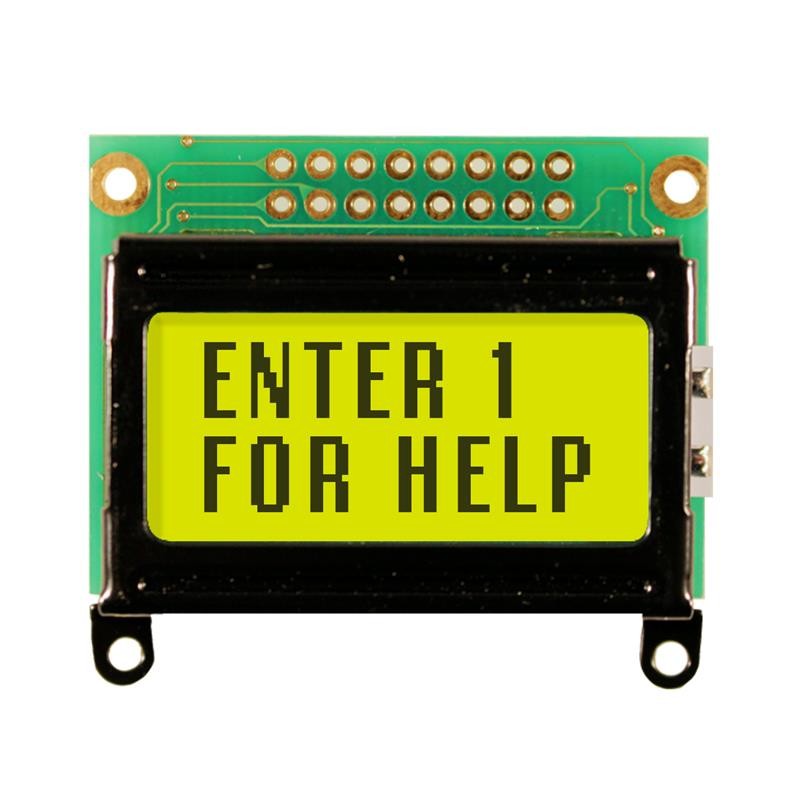 1 pcs : NHD-0208AZ-FL-YBW - LCD MOD 16DIG 8X2 TRANSF YLW/GRN