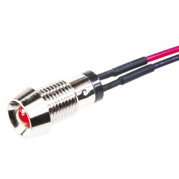 1 pcs - Marl Red Panel Mount Indicator, 2.8V, 8mm Mounting Hole Size, Lead Wires Termination