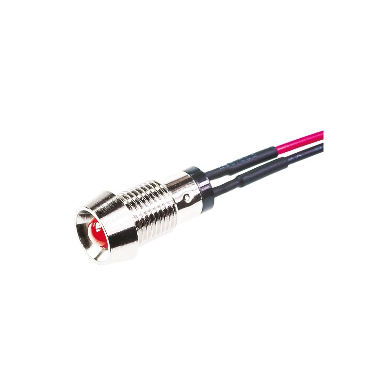 1 pcs - Marl Red Panel Mount Indicator, 2.8V, 8mm Mounting Hole Size, Lead Wires Termination