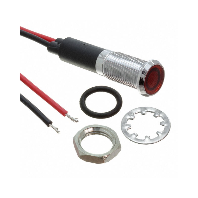 1 pcs : FL1M-8FW-1-R220V - LED RED 8MM NUT 220VAC/DC UL STK