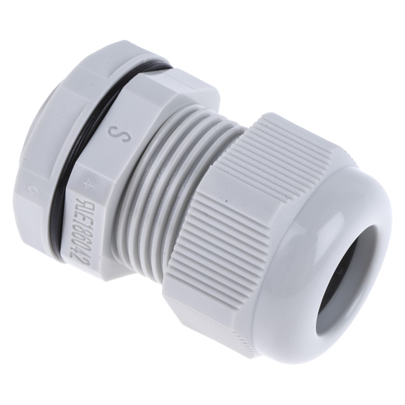 10 pcs - RS PRO Grey Nylon Cable Gland, M20 Thread, 10mm Min, 14mm Max, IP68