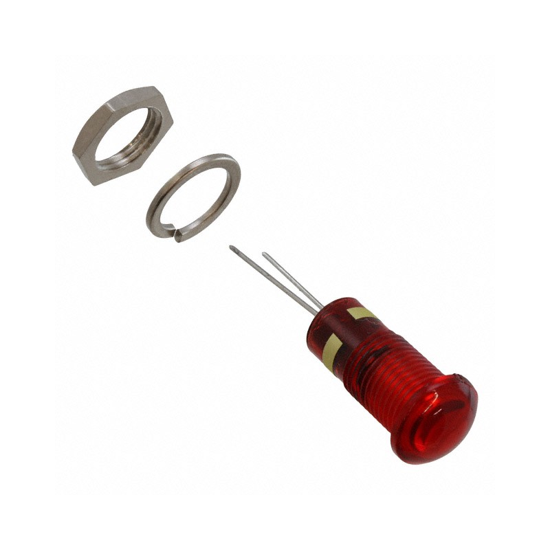 1 pcs : 6081131110F - LED PNL IND 8MM RED LOCKWASH/NUT