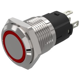 1 pcs - EAO 82 Series Illuminated Illuminated Push Button Switch, Momentary, Panel Mount, 16mm Cutout, SPDT, Red LED, 24V,