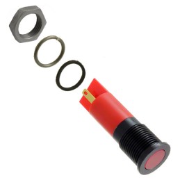 1 pcs : Q14F1BXXHR02E - 14MM FLSH BLK CHRM HYPR RED 2VDC