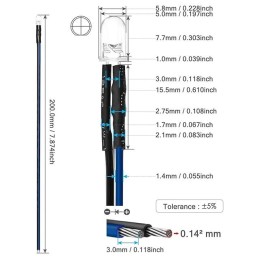 10 pcs : WLED5C12BLU - PREWIRED LED BLUE CLEAR 5MM 12V