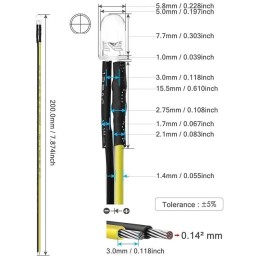 10 pcs : WLED5C12WAW - PREWIRED LED WARMWHITE 5MM 12V