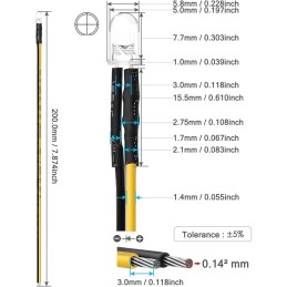 10 pcs : WLED5C12YEL - PREWIRED LED YELLOW CLEAR 5MM 12