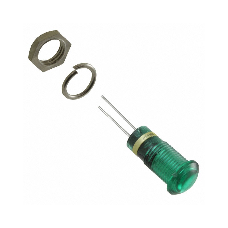 1 pcs : 6081231110F - LED PNL IND 8MM GRN LOCKWASH/NUT