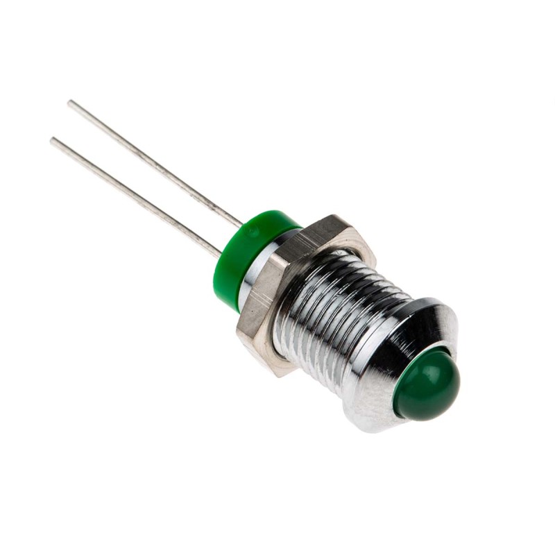 1 pcs - RS PRO Green Panel Mount Indicator, 2V dc, 8mm Mounting Hole Size, IP67