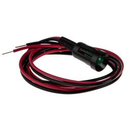1 pcs - RS PRO Green Panel Mount Indicator, 12V dc, 8mm Mounting Hole Size, Lead Wires Termination