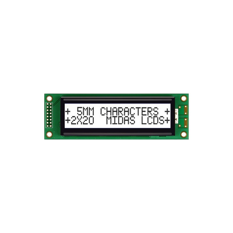 1 pcs - Midas MC22005A6W-FPTLWS-V2 Alphanumeric LCD Alphanumeric Display, 2 Rows by 20 Characters