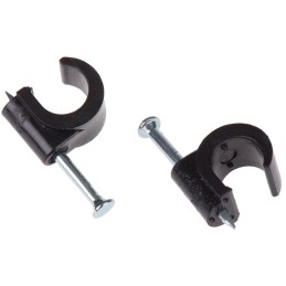 1 Box of 100 - RS PRO Black PE Round Cable Clip, 8mm Max. Bundle