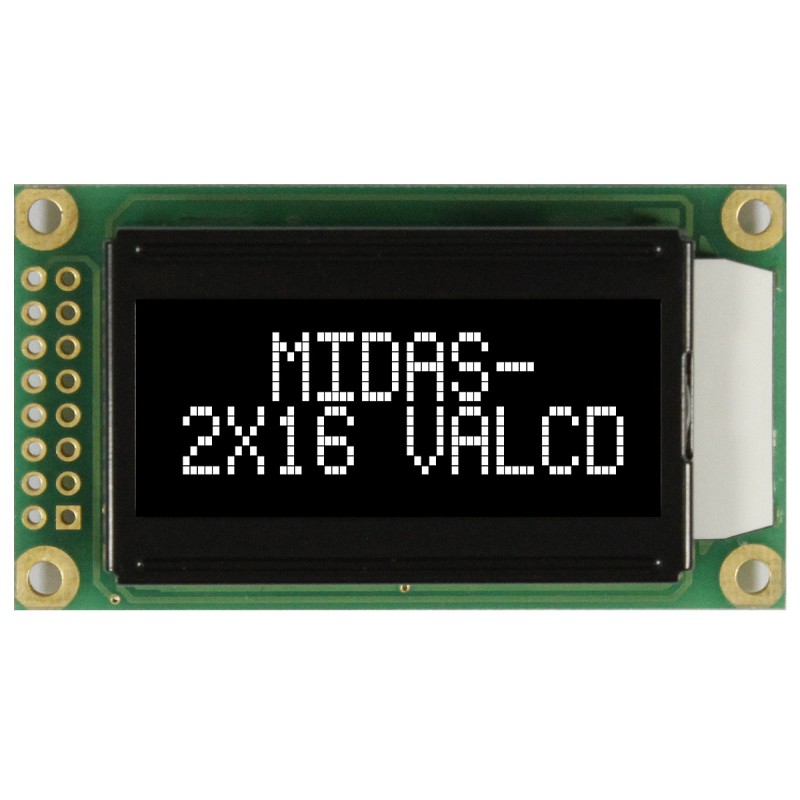 1 pcs - Midas MC20805A12W-VNMLW MC20805 Alphanumeric LCD Display Black, 2 Rows by 8 Characters, Transmissive