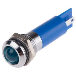 1 pcs - RS PRO Blue Panel Mount Indicator, 12mm Mounting Hole Size, Solder Tab Termination, IP67
