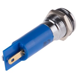 1 pcs - RS PRO Blue Panel Mount Indicator, 12mm Mounting Hole Size, Solder Tab Termination, IP67