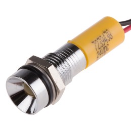 1 pcs - RS PRO Yellow Panel Mount Indicator, 24V dc, 8mm Mounting Hole Size, Lead Wires Termination, IP67