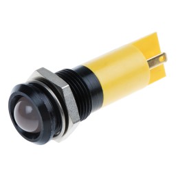 1 pcs - RS PRO Yellow Panel Mount Indicator, 14mm Mounting Hole Size, Solder Tab Termination, IP67