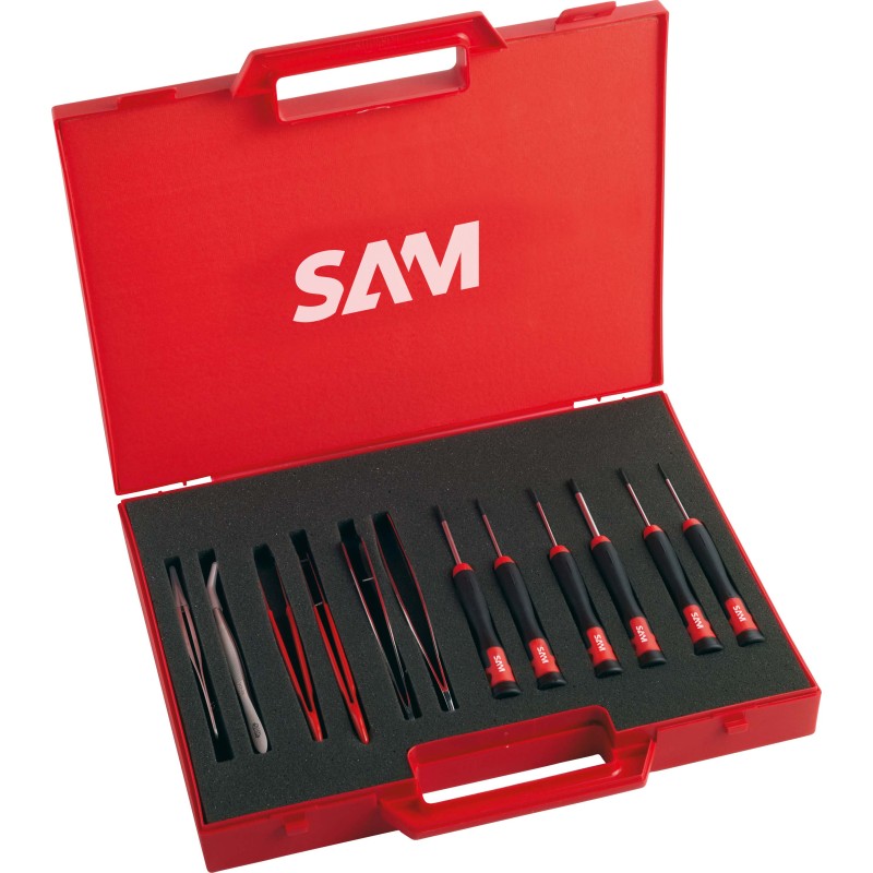 1 pcs - SAM 12 Piece Electronics Tool Kit with Box