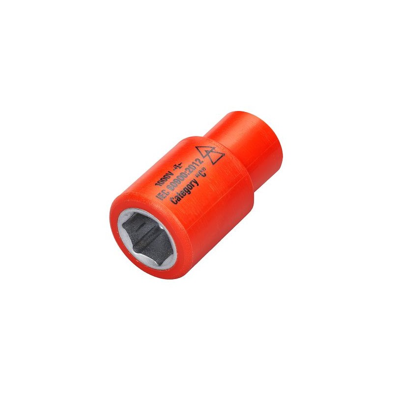 1 pcs - ITL Insulated Tools Ltd 1/4 in Drive 8mm Insulated Standard Socket, 6 point, VDE/1000V, 41 mm Overall Length