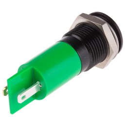 1 pcs - RS PRO Green Panel Mount Indicator, 2V dc, 14mm Mounting Hole Size, Solder Tab Termination