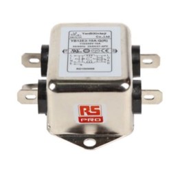 1 pcs - RS PRO 10A 250 V ac, Chassis Mount Power Line Filter 2 Phase