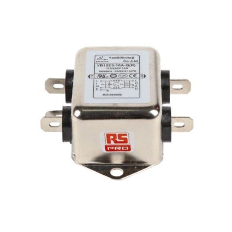 1 pcs - RS PRO 10A 250 V ac, Chassis Mount Power Line Filter 2 Phase