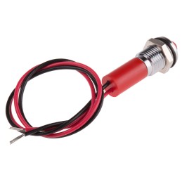 1 pcs - RS PRO Red Panel Mount Indicator, 24V dc, 8mm Mounting Hole Size, Lead Wires Termination, IP67
