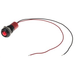 1 pcs - RS PRO Red Panel Mount Indicator, 24V dc, 14mm Mounting Hole Size, Lead Wires Termination, IP67
